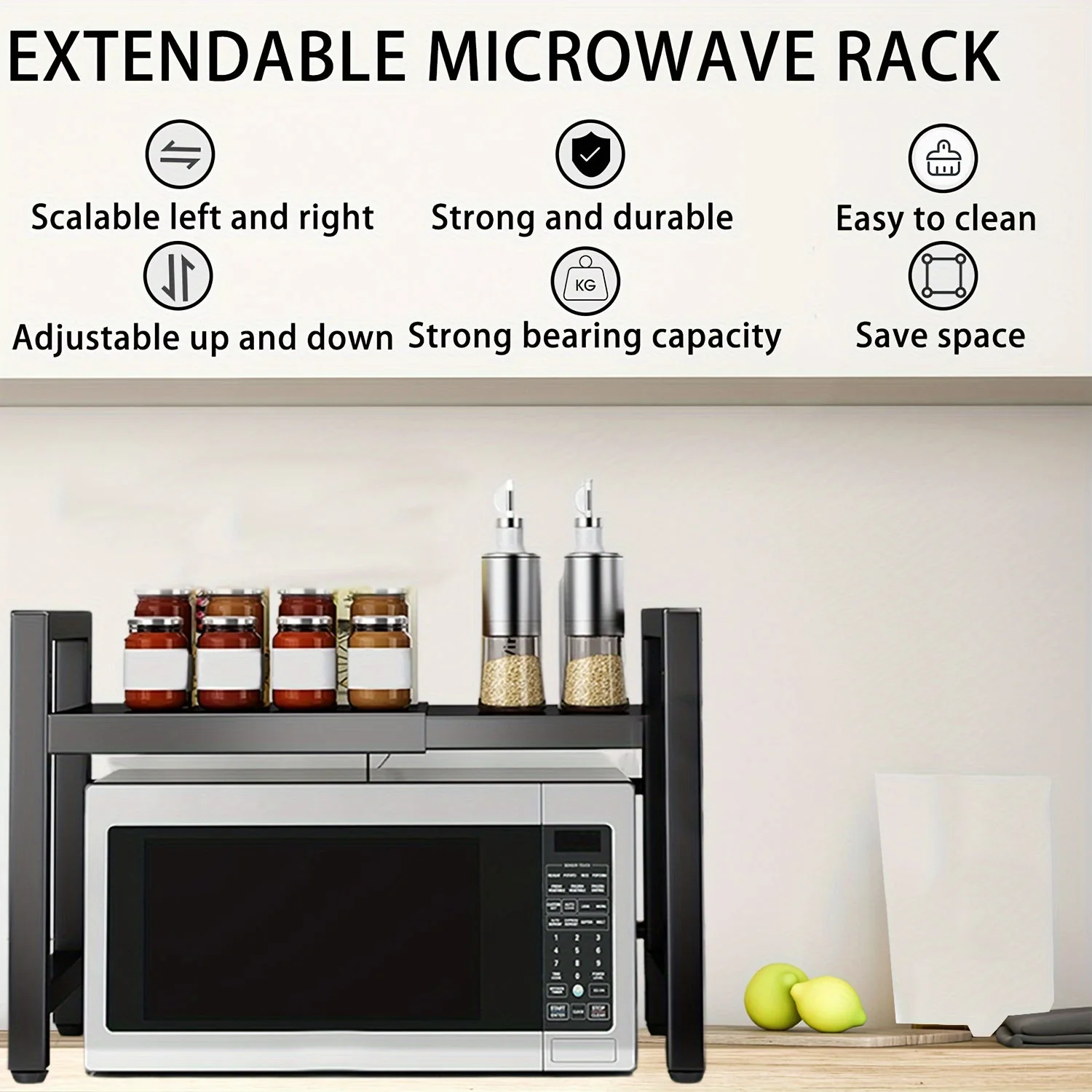 Expandable Microwave Rack with 2 Tiers - Image 2