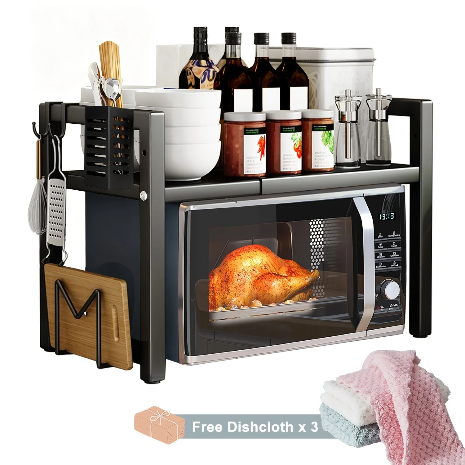 Expandable Microwave Rack with 2 Tiers - Image 6