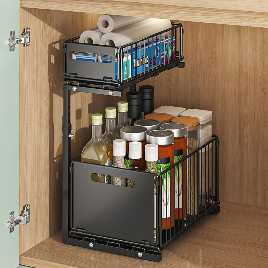 Expandable Under-Cabinet Organizer with 2 Levels