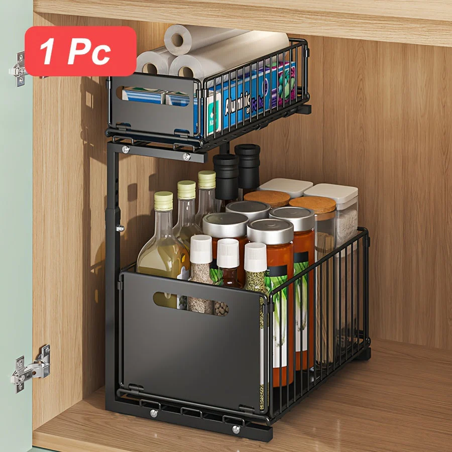 Expandable Under-Cabinet Organizer with 2 Levels - Image 3