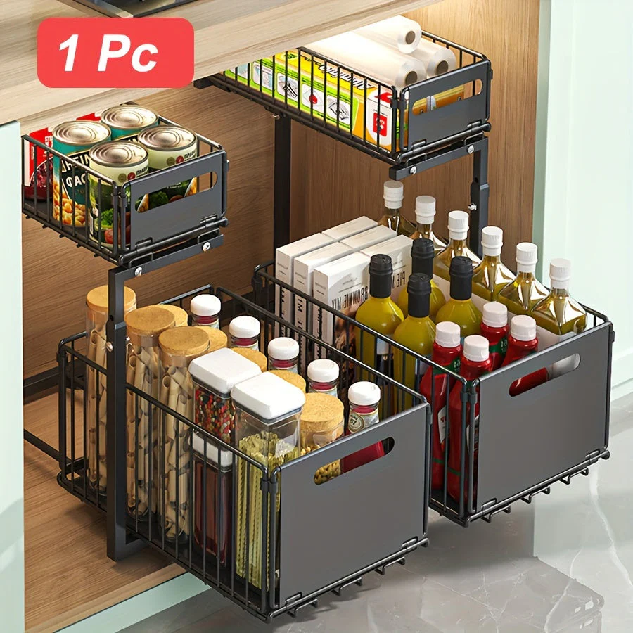 Expandable Under-Cabinet Organizer with 2 Levels - Image 5