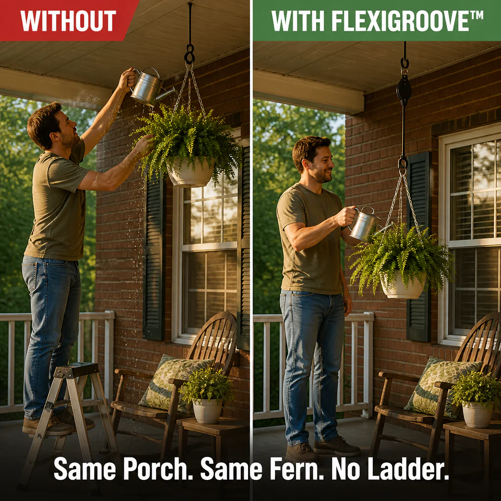 FlexiGroove™ — Lower Hanging Baskets to Chest Height for Watering Without a Ladder - Image 5