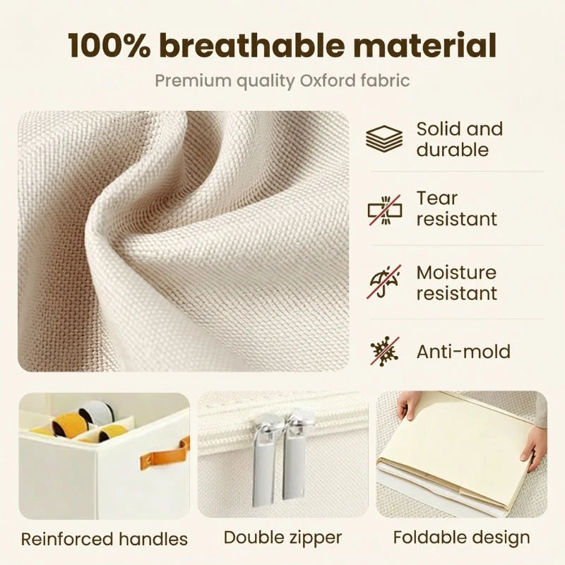 Foldable Fabric Shoe Storage Box with Lid - Image 13