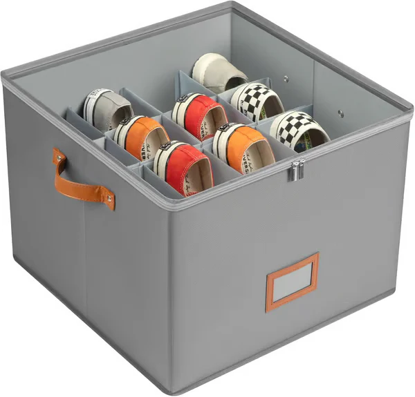 Foldable Fabric Shoe Storage Box with Lid - Image 15