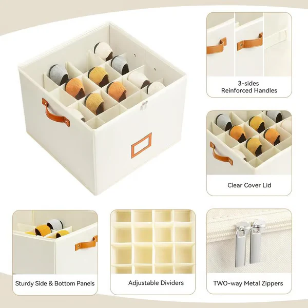 Foldable Fabric Shoe Storage Box with Lid - Image 5