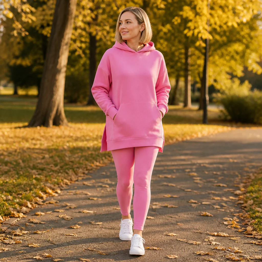 GlowFlex™ – Relaxed Hooded Tunic & High-Waist Leggings Set - Image 2