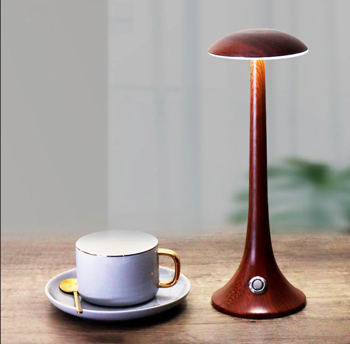 GlowWood - Elegant wireless LED wood table lamp with integrated battery - Image 2