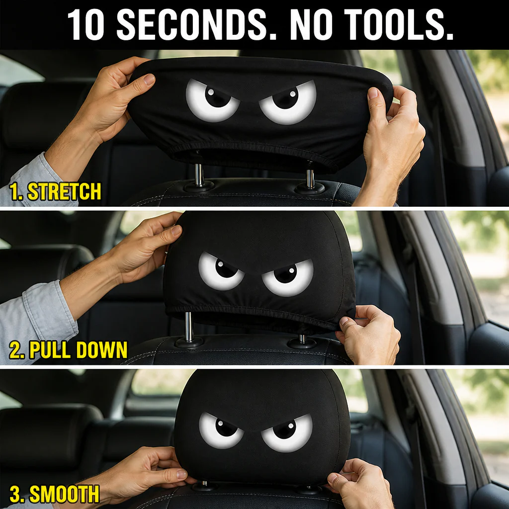 HappyCaps™ — Slip Cartoon Faces Onto Your Headrests and Make Strangers Stare - Image 4