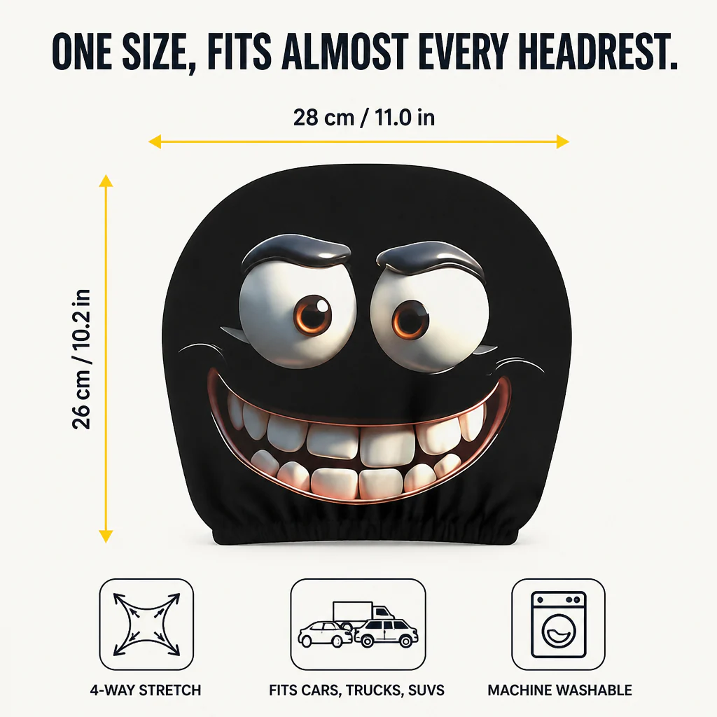 HappyCaps™ — Slip Cartoon Faces Onto Your Headrests and Make Strangers Stare - Image 6