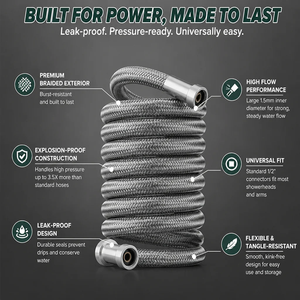 HydroForce™ Braided Shower Hose — Unleash a Leak-Free, Power-Packed Shower You’ll Crave Every Day - Image 3