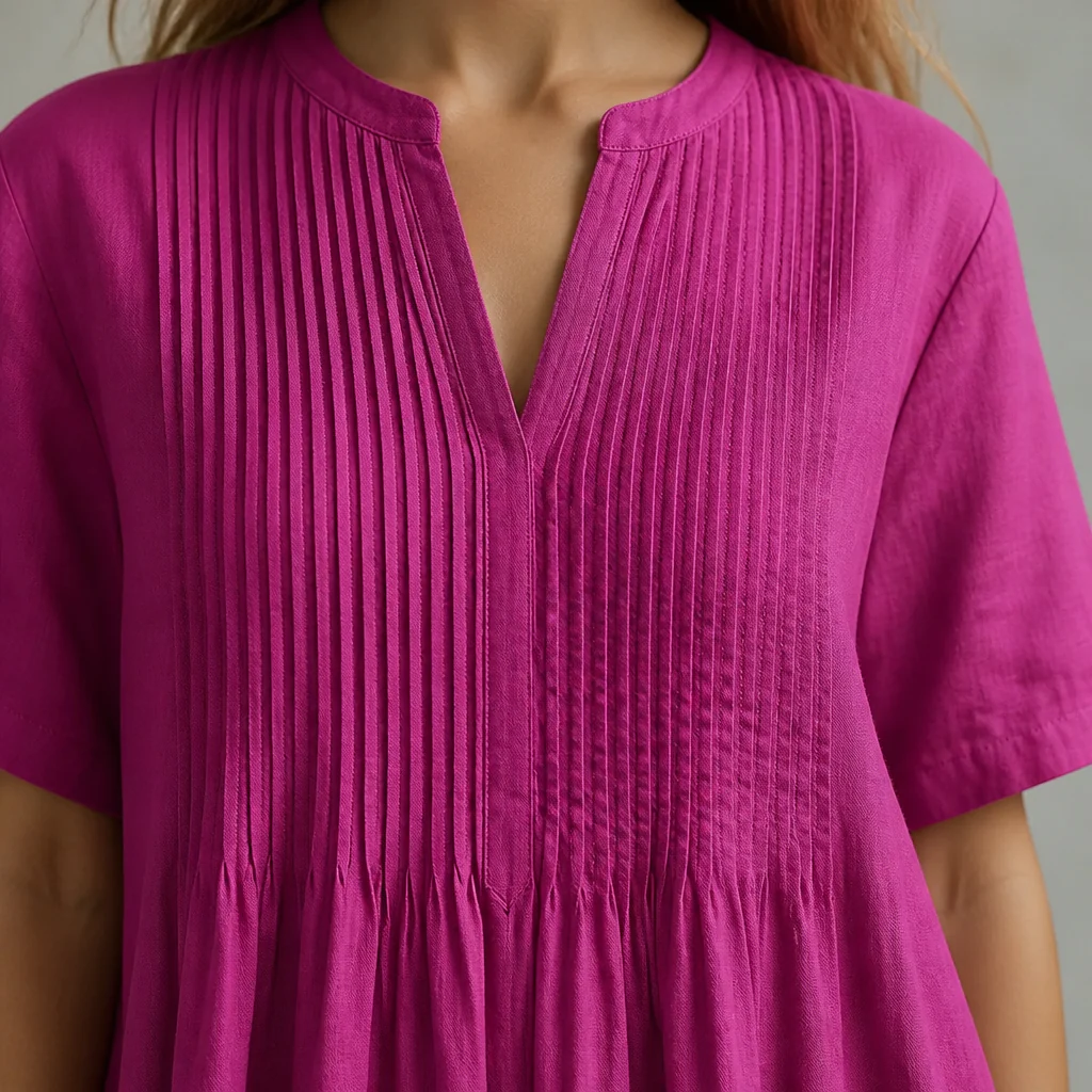 LioraBelle™ – Relaxed Pintuck Linen Maxi Dress with Pockets - Image 5