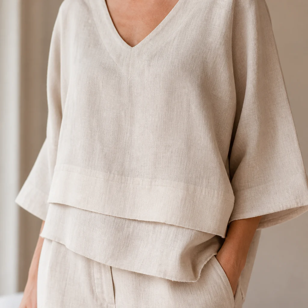 LioraLuxe™ – Relaxed Layered V-Neck Top & Wide-Leg Pant Set - Image 5