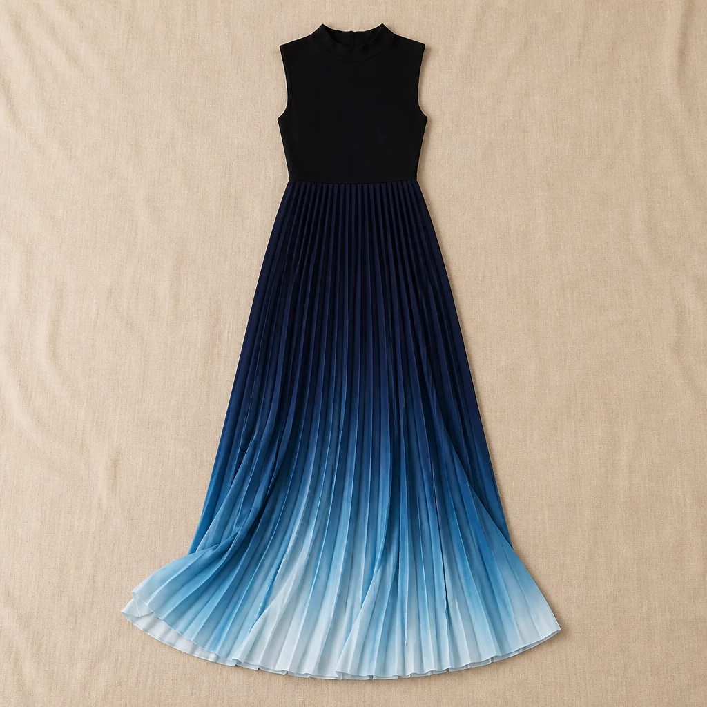 LioraMist™ – Sleeveless Ombre Pleated Maxi Dress with Hidden Pockets - Image 11
