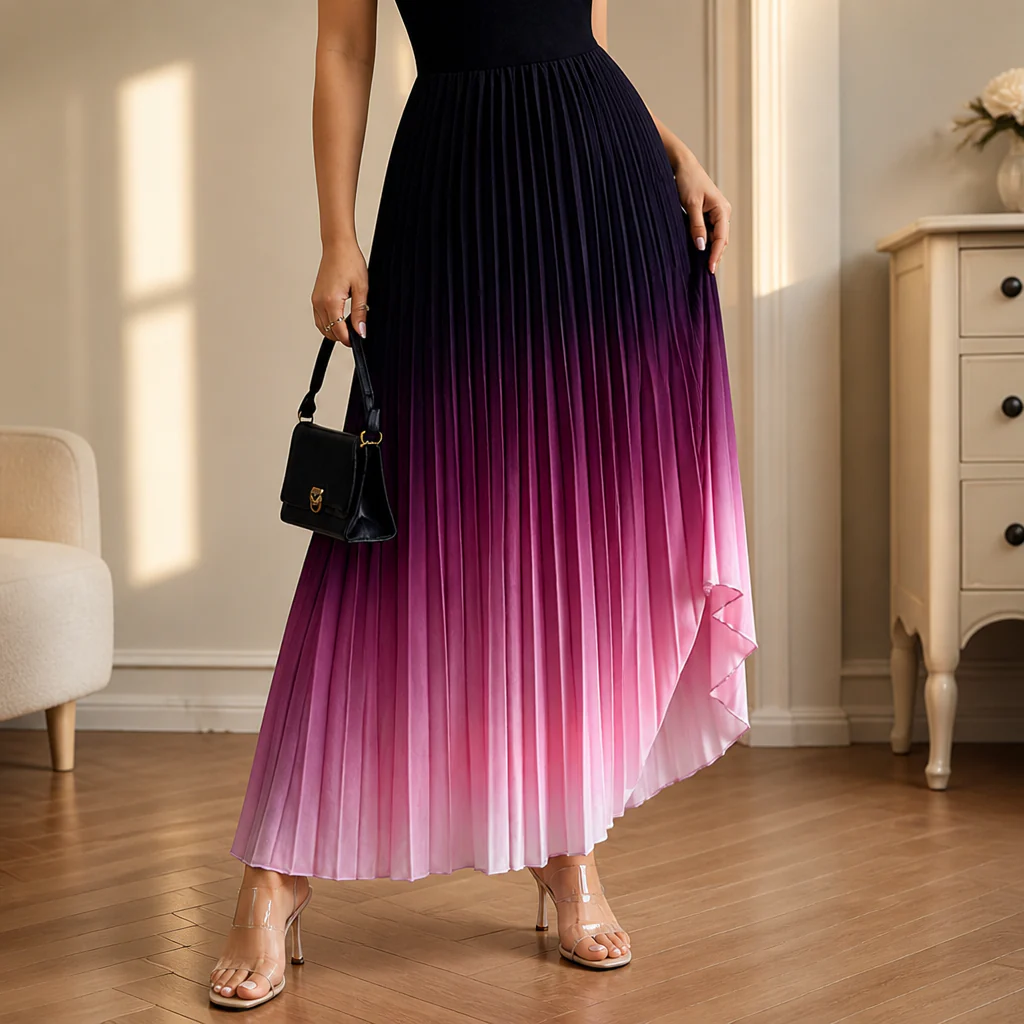 LioraMist™ – Sleeveless Ombre Pleated Maxi Dress with Hidden Pockets - Image 6