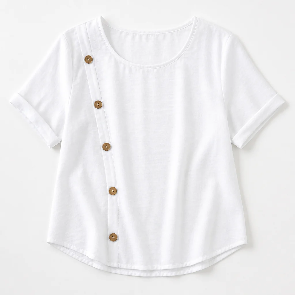 LumeaLuxe™ – Relaxed Cotton Blouse with Side-Button Detail - Image 10