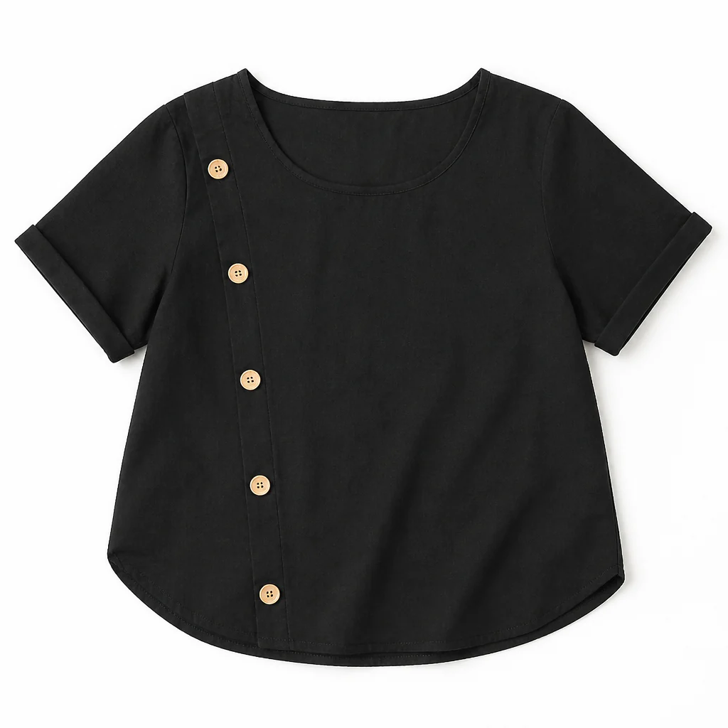 LumeaLuxe™ – Relaxed Cotton Blouse with Side-Button Detail - Image 11