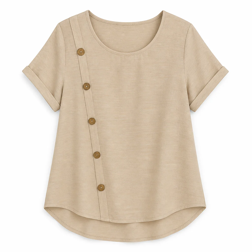 LumeaLuxe™ – Relaxed Cotton Blouse with Side-Button Detail - Image 9