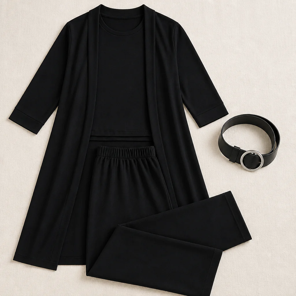 LumeEra™ – Relaxed 3-Piece Lounge Set with Long Open-Front Cardigan - Image 3