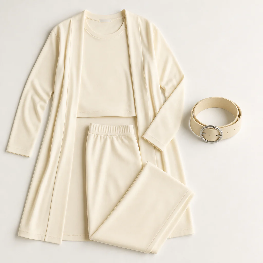 LumeEra™ – Relaxed 3-Piece Lounge Set with Long Open-Front Cardigan - Image 9
