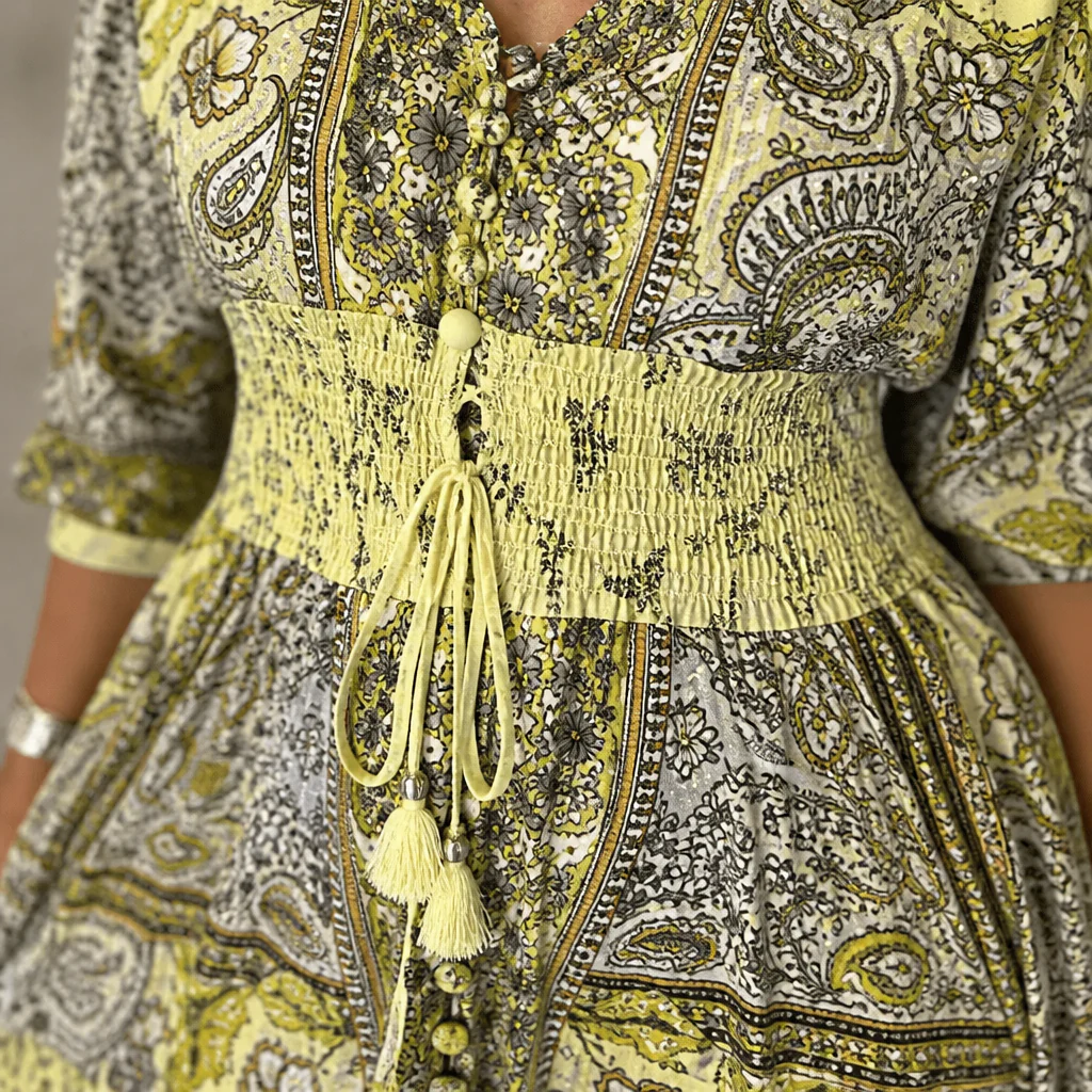 LumeraBelle™ – Flowy Bohemian Paisley Maxi Dress with Smocked Waist - Image 6