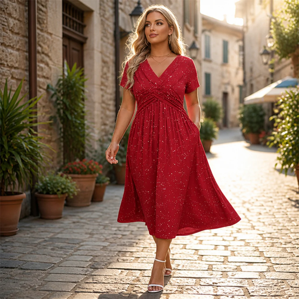 LuminaCurve™ Twisted V-Neck Dress — Own Every Curve with Effortless Elegance and Hidden Freedom - Image 2