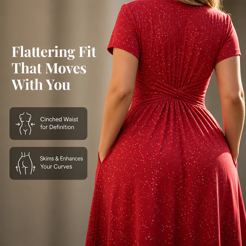 LuminaCurve™ Twisted V-Neck Dress — Own Every Curve with Effortless Elegance and Hidden Freedom - Image 3