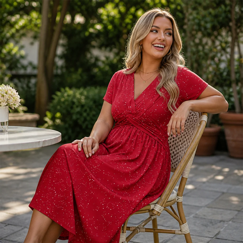 LuminaCurve™ Twisted V-Neck Dress — Own Every Curve with Effortless Elegance and Hidden Freedom - Image 6