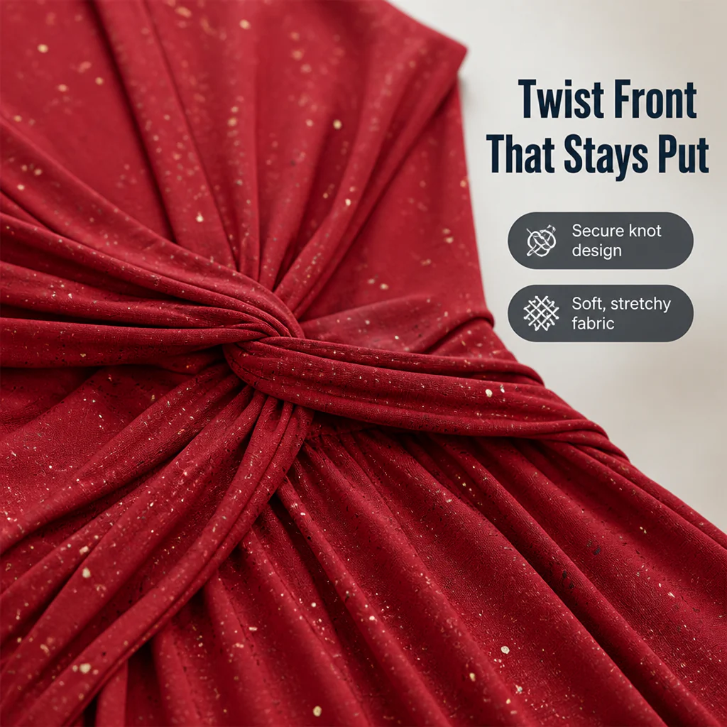LuminaCurve™ Twisted V-Neck Dress — Own Every Curve with Effortless Elegance and Hidden Freedom - Image 8