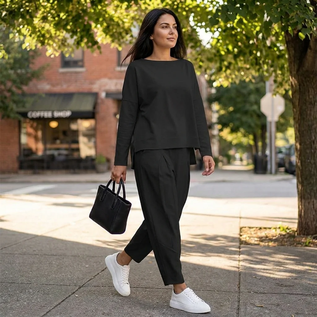 LuminaEase™ – Relaxed Boat-Neck Top & Tapered Pant Set - Image 2