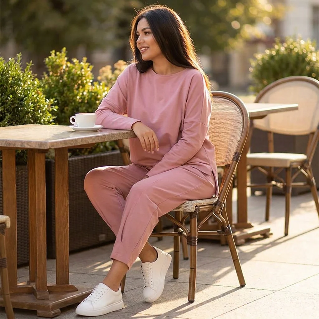 LuminaEase™ – Relaxed Boat-Neck Top & Tapered Pant Set - Image 3
