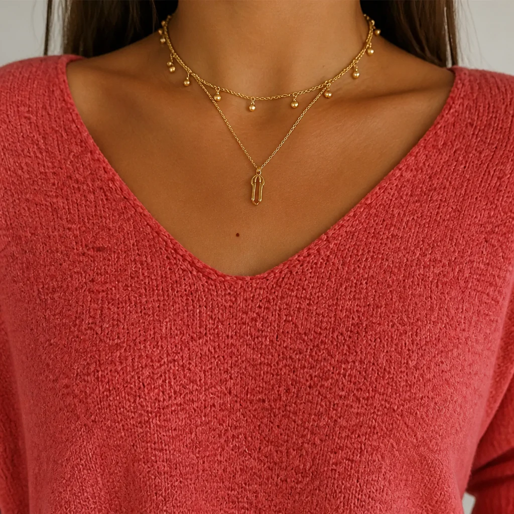 LuminaLuxe™ – Relaxed V-Neck Soft Knit Top with 3/4 Sleeves - Image 4