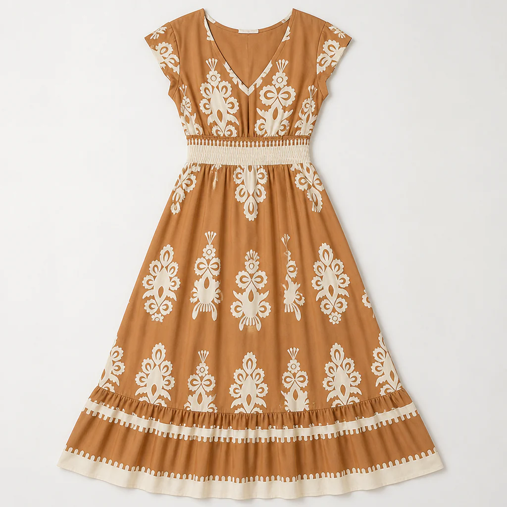 LuminaSway™ – Vintage Baroque Print V-Neck Maxi Dress - Image 13
