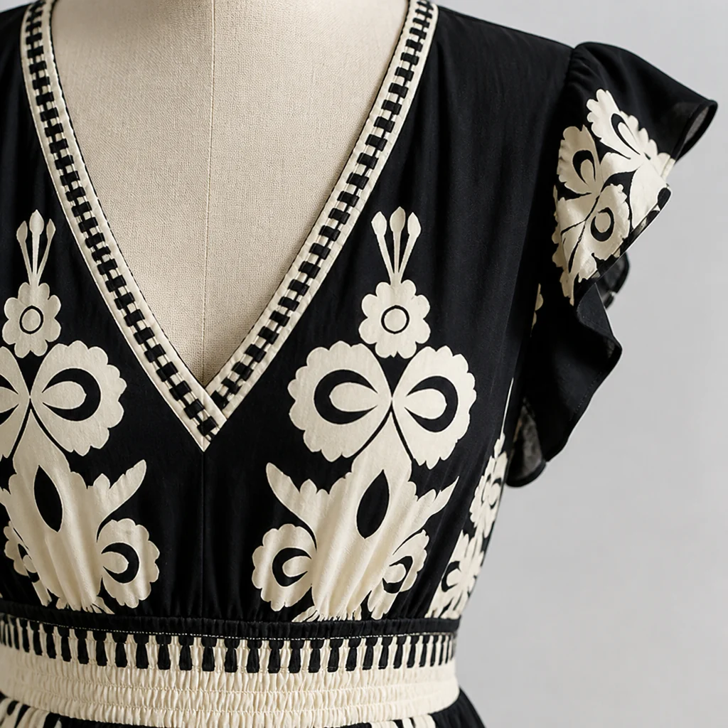 LuminaSway™ – Vintage Baroque Print V-Neck Maxi Dress - Image 6