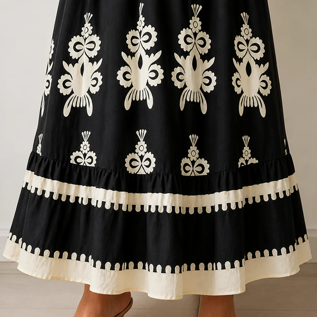 LuminaSway™ – Vintage Baroque Print V-Neck Maxi Dress - Image 7
