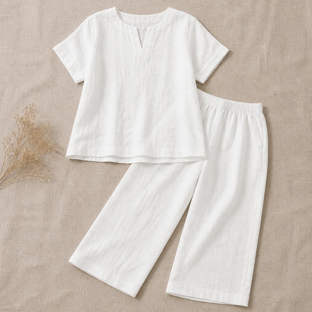 LumoraEase™ – Relaxed Cotton-Linen V-Neck Two-Piece Set - Image 9