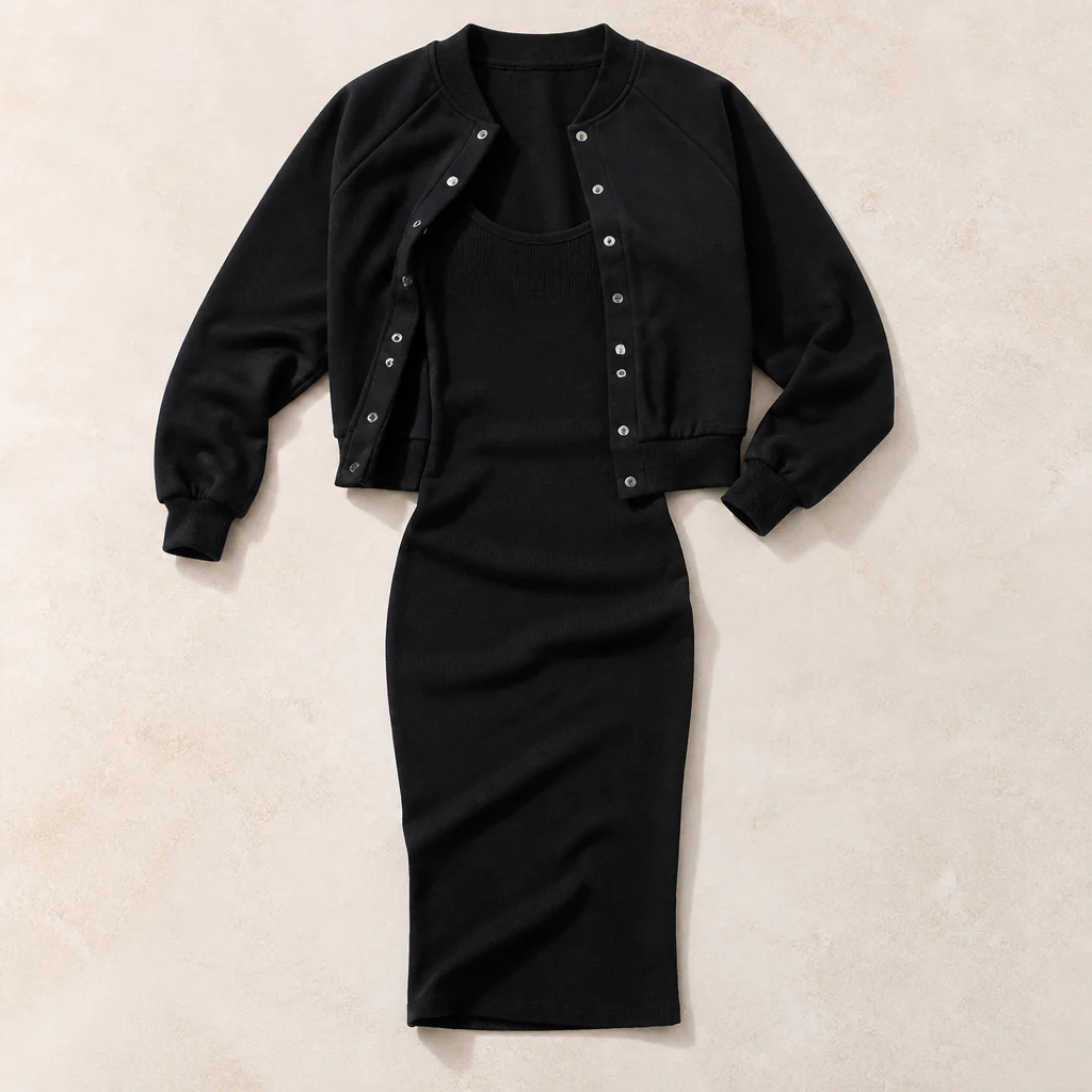 LunaCurve™ – Soft Knit Bodycon Midi Dress with Matching Cropped Jacket - Image 10