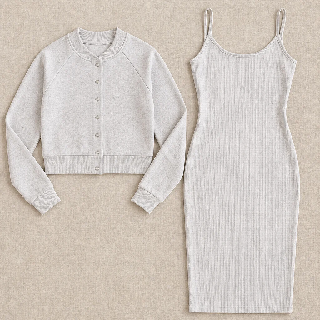 LunaCurve™ – Soft Knit Bodycon Midi Dress with Matching Cropped Jacket - Image 4