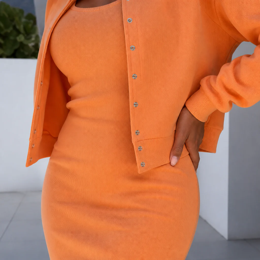 LunaCurve™ – Soft Knit Bodycon Midi Dress with Matching Cropped Jacket - Image 7