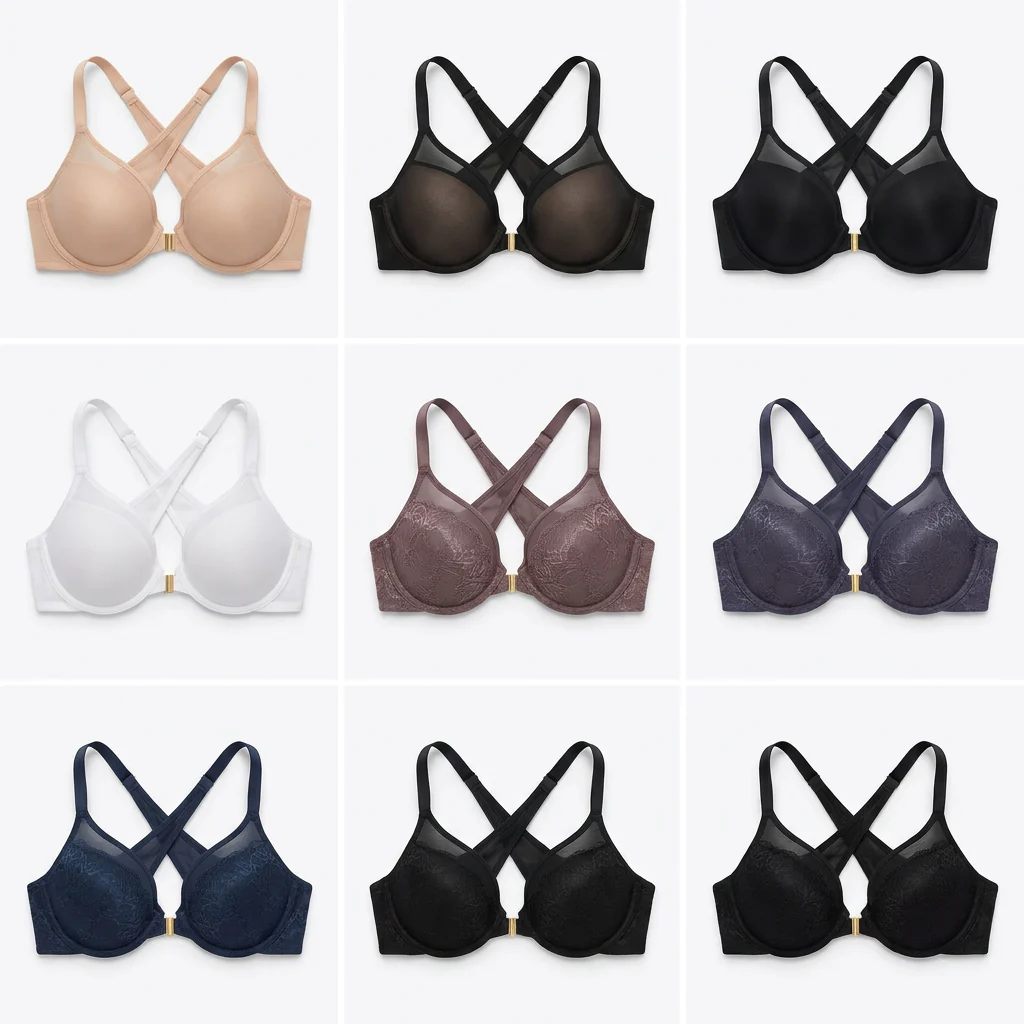 LunaEase™ – Sheer Mesh Front Closure Bra with X-Back Support - Image 8