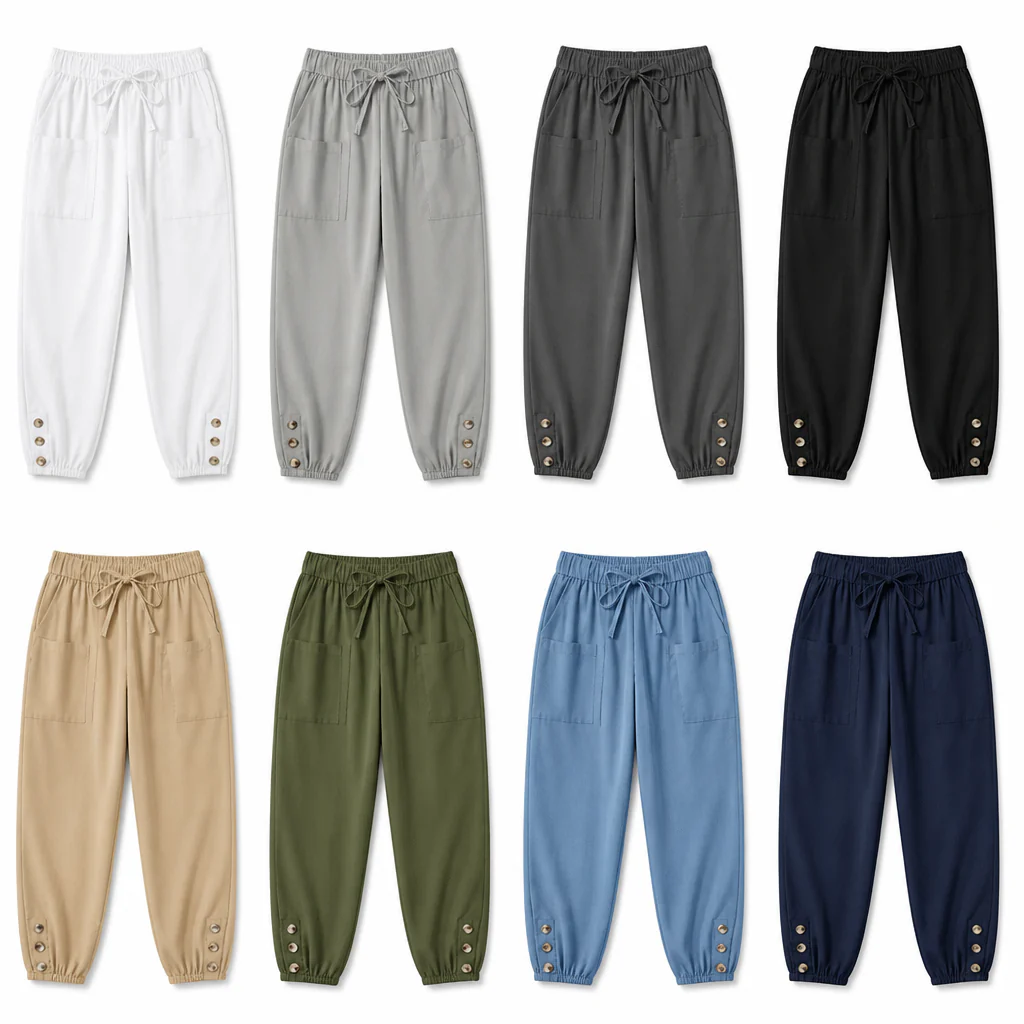 LunaEase™ – Soft Cotton-Linen Cropped Pants with Button-Cuff Hem - Image 8