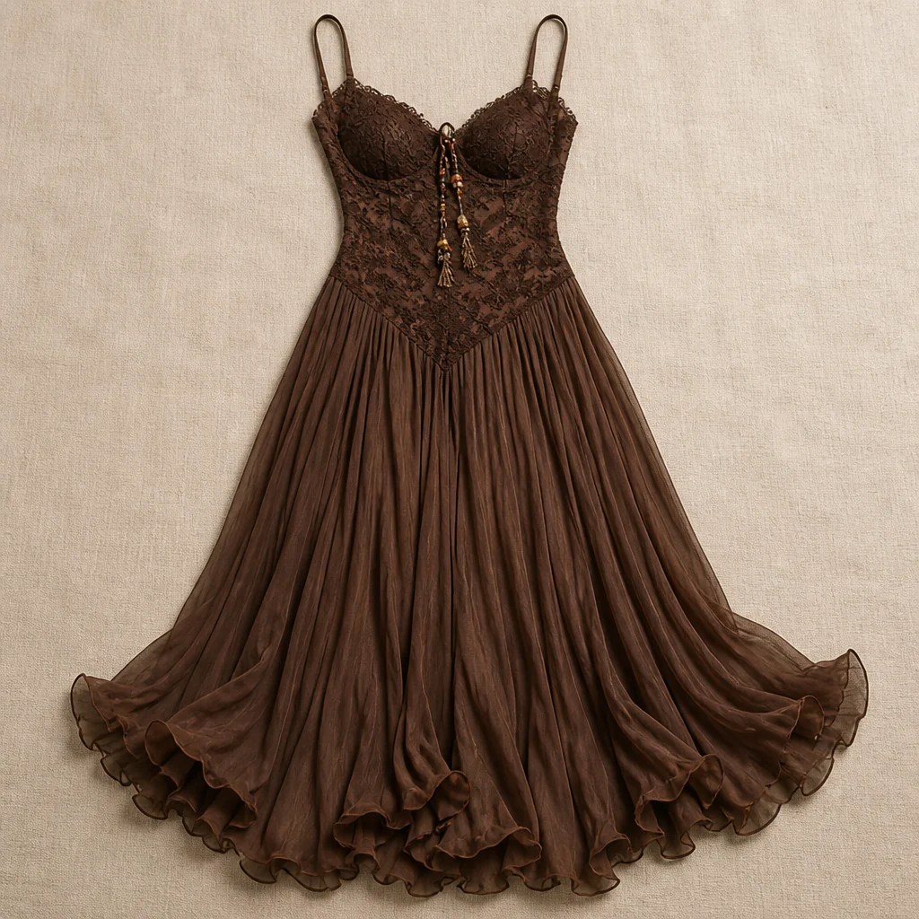 LunariaSilk™ – Romantic Lace Bodice Chiffon Maxi Dress with Ruffled Hem - Image 4