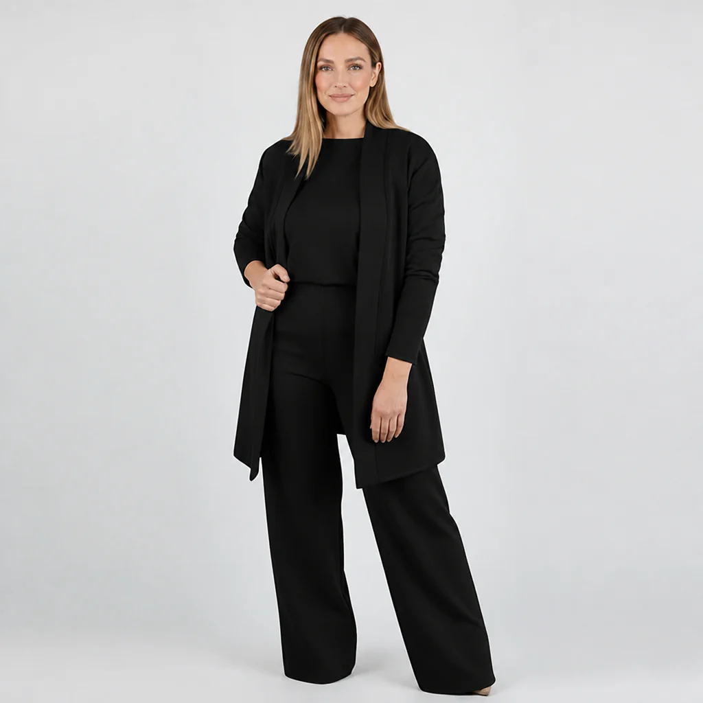 LuxeAura™ – Elegant 3-Piece Lounge Set with Long Open Cardigan - Image 10