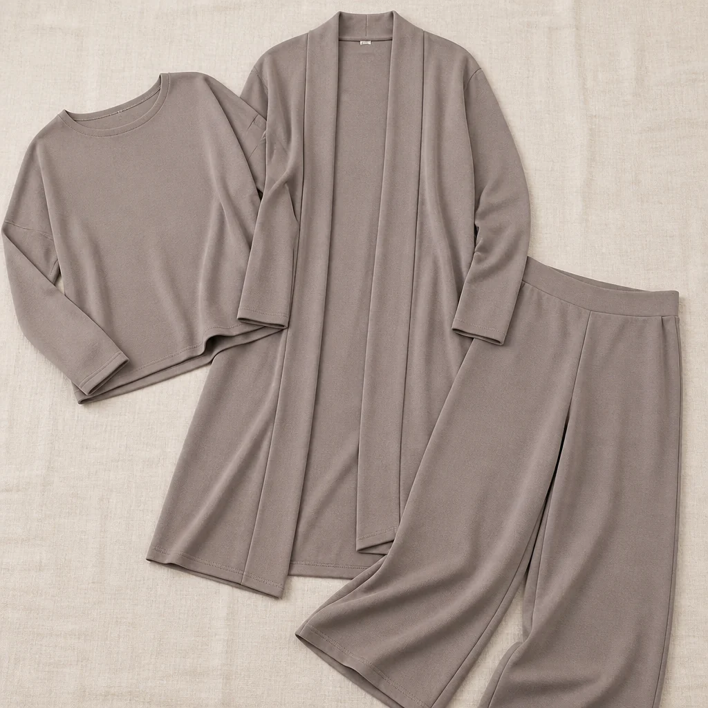 LuxeAura™ – Elegant 3-Piece Lounge Set with Long Open Cardigan - Image 3