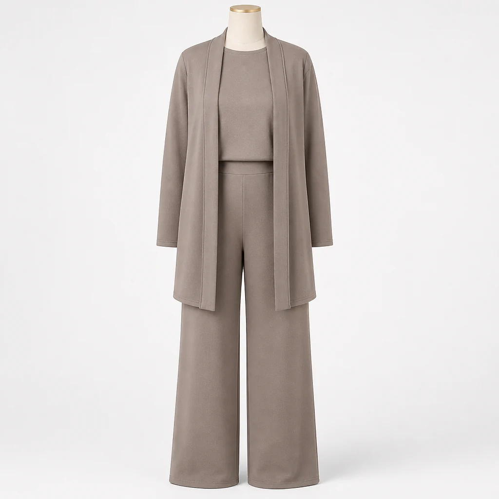 LuxeAura™ – Elegant 3-Piece Lounge Set with Long Open Cardigan - Image 6