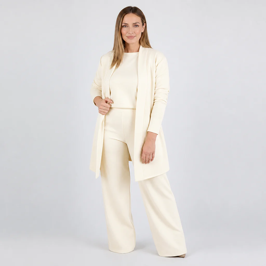 LuxeAura™ – Elegant 3-Piece Lounge Set with Long Open Cardigan - Image 9