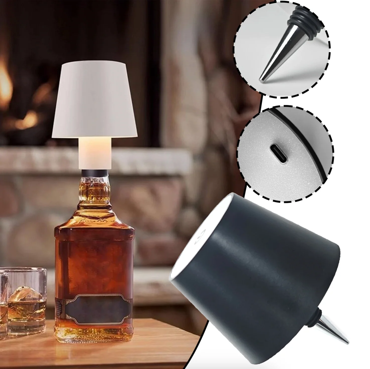 LuxeBottle - Wireless LED Table Lamp in Bottle Design - Dimmable | USB | Living Room | Decoration - Image 9