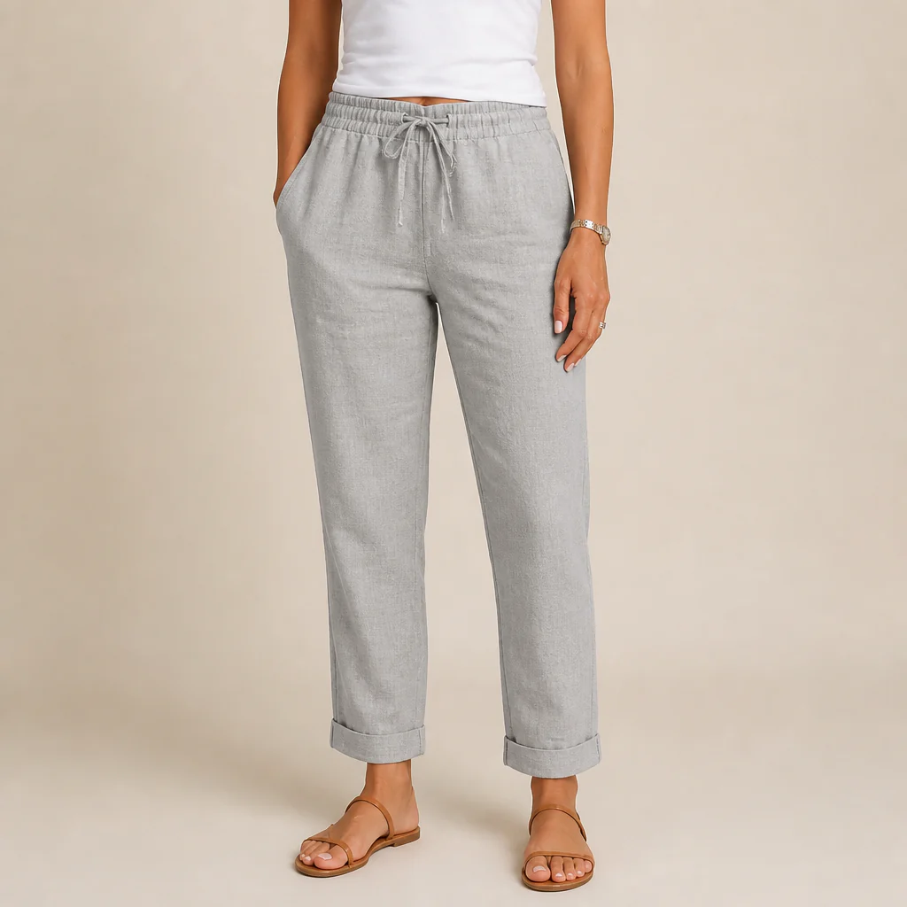 LuxeraSilk™ – Relaxed Cotton-Linen Drawstring Pants with Elastic Waist - Image 10