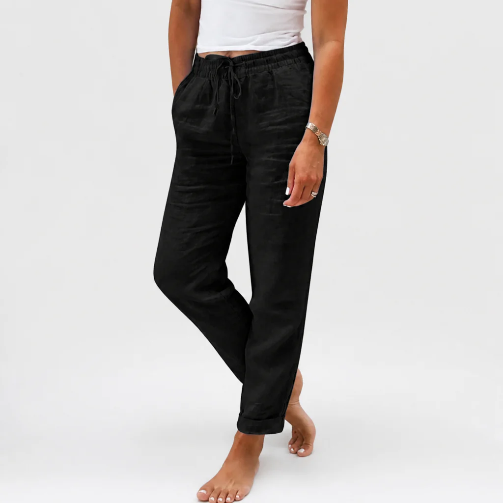 LuxeraSilk™ – Relaxed Cotton-Linen Drawstring Pants with Elastic Waist - Image 11