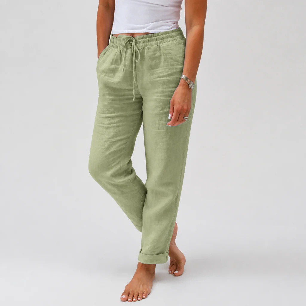 LuxeraSilk™ – Relaxed Cotton-Linen Drawstring Pants with Elastic Waist - Image 12