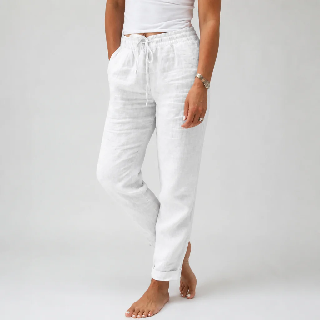 LuxeraSilk™ – Relaxed Cotton-Linen Drawstring Pants with Elastic Waist - Image 13